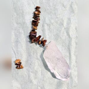 Tiger's Eye Lumurian HandMade Silver Hook Quartz Water Window Crystal S4